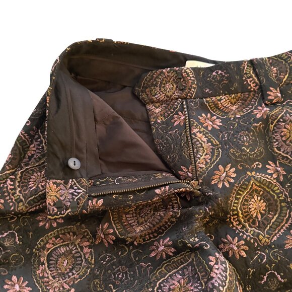 A.L.C. Brocade Flared Pants Trousers Women's Black/Brown/Pink Pattern, Size 2 - Picture 5 of 11